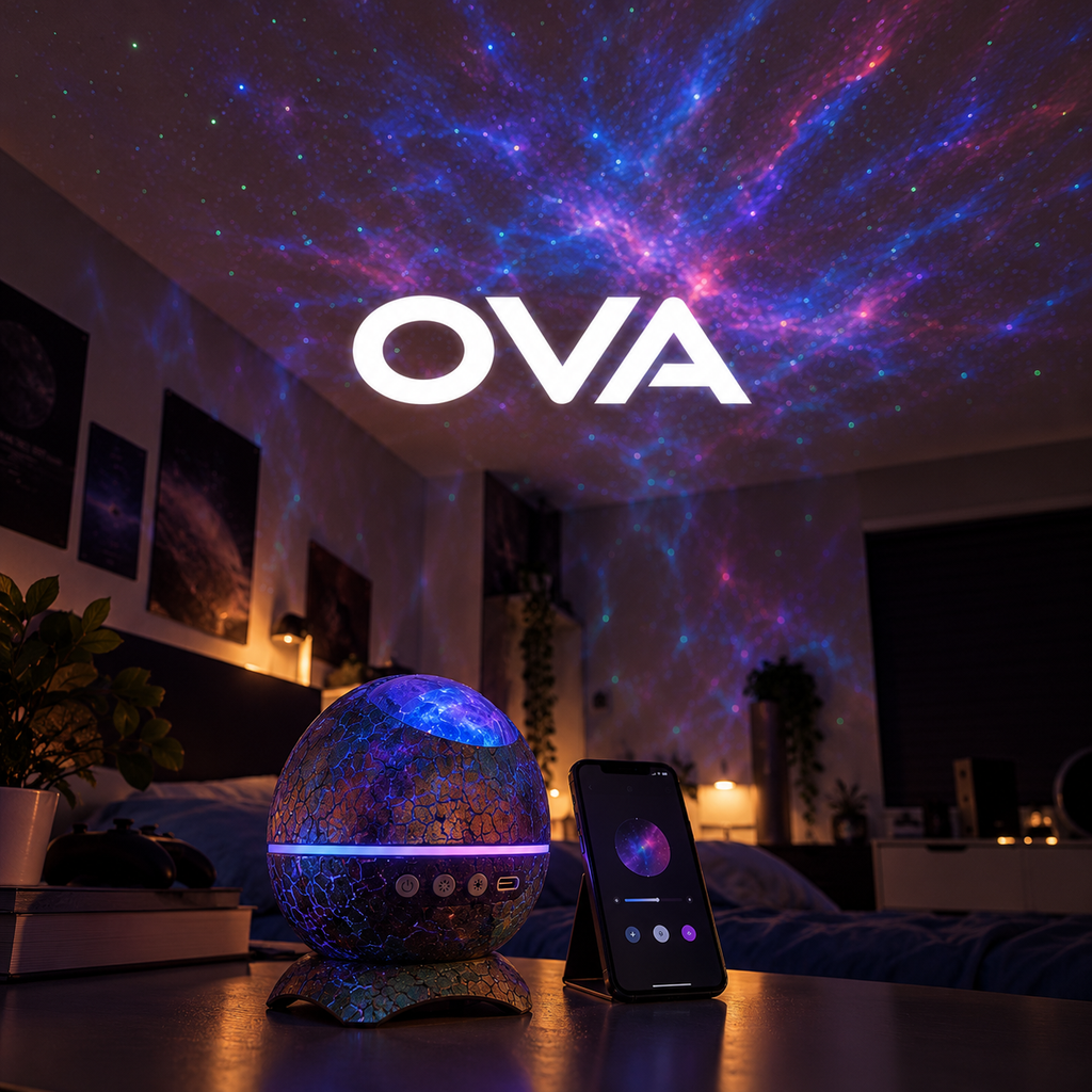 Projecteur œuf de dragon OVA projetant des lumières dans une chambre