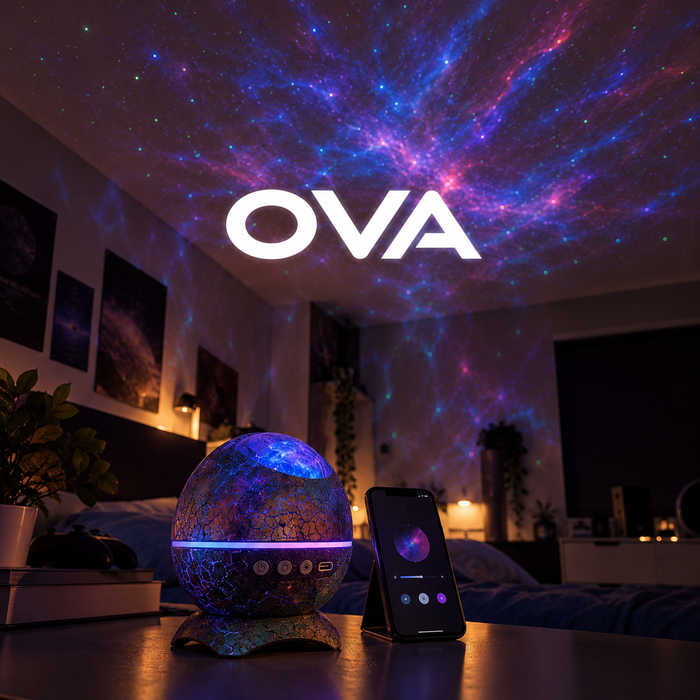 Projecteur œuf de dragon OVA projetant des lumières dans une chambre